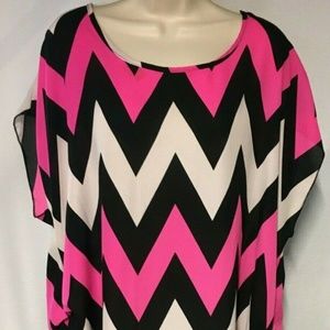 Absolute Angel Semi Sheer Top Swim Cover L CHEVRON